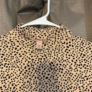 Willow & Root Tan Animal Print Long Sleeve Mock Neck Tee